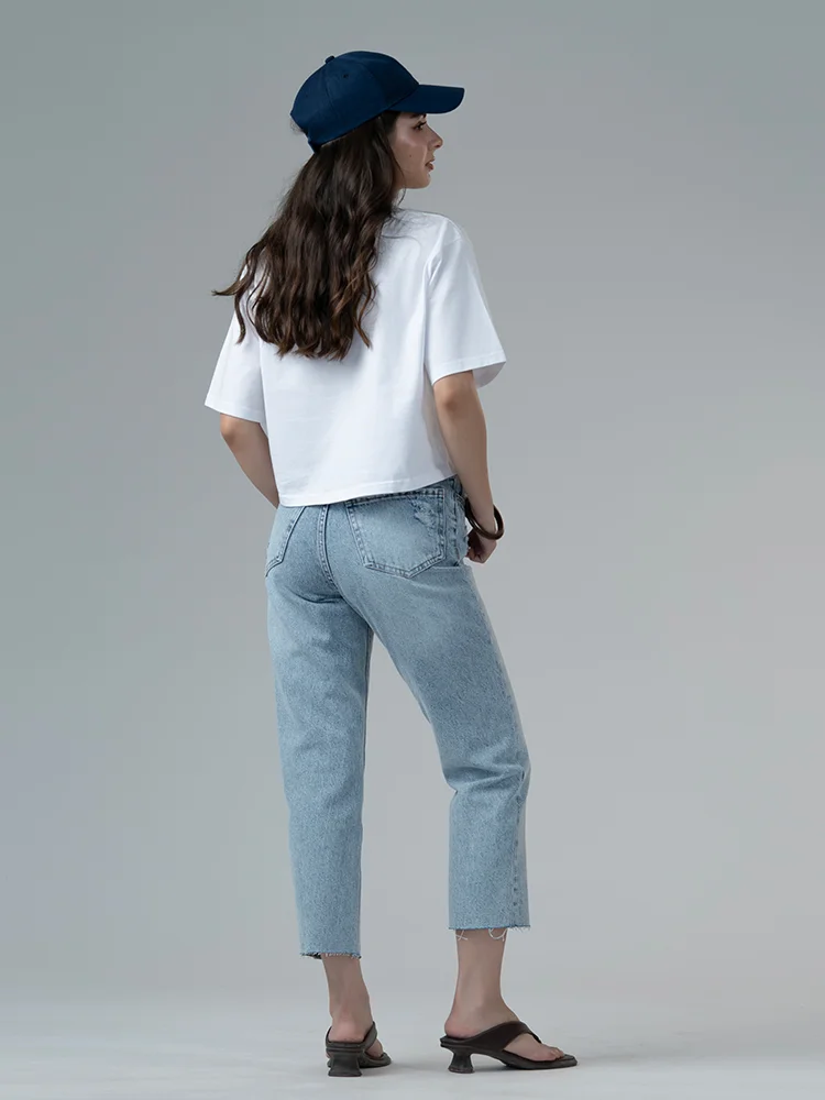 شلوار جین زنانه استریت قد 90 دمپا کات