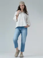 شلوار جین زنانه استریت قد 90 دمپا کات
