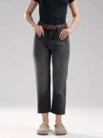 شلوار جین زنانه استریت قد 90 دمپا کات مشکی