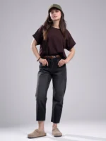 شلوار جین زنانه استریت قد 90 دمپا کات مشکی