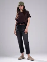 شلوار جین زنانه استریت قد 90 دمپا کات مشکی