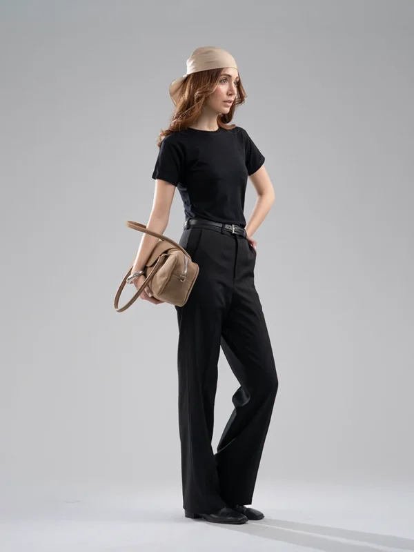 شلوار پارچه ای زنانه رگولار قد 110 بولگاری مشکی