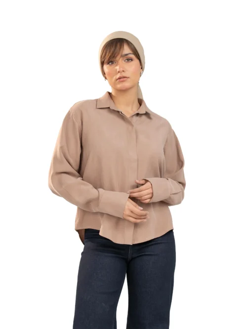 شومیز پارچه ای زنانه اوشن نسکافه ای